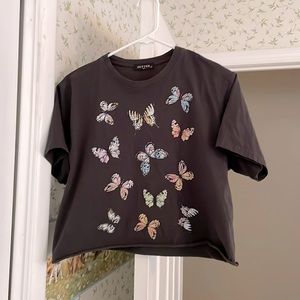 Cropped butterfly tshirt